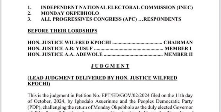 Controversy as Edo Governorship Tribunal ‘Judgment’ Leaks Online