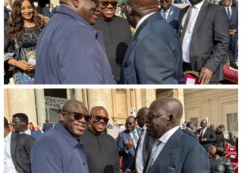 President Tinubu meets with Peter Obi, Fayemi at the Vatican
