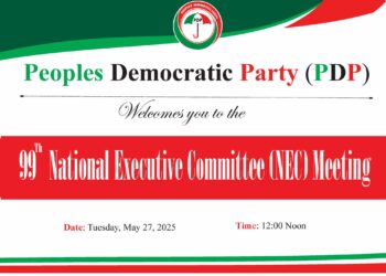 Crucial 99th NEC Meeting of the PDP to hold today in Abuja