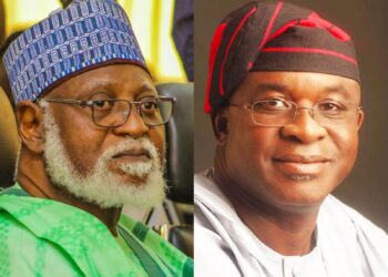 David Mark Greets General Abdulsalami Abubakar at 83