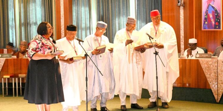 TINUBU SWEARS IN FIVE PERMANENT SECRETARIES, AND THE CHAIRMAN, MEMBERS OF THE NATIONAL POPULATION COMMISSION