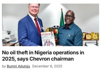 NO OIL THEFT IN 2025, SAYS CHEVRON NIGERIA CHAIRMAN