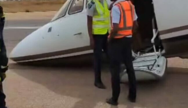 Flybird Private Jet Crash- Lands at  Kano Airport …..No Casualties Recorded .  A private jet operated by Flybird crash-landed on Sunday morning at the Malam Aminu Kano International Airport (MAKIA), Kano, causing brief disruption at the facility.  The aircraft, which departed Abuja, was attempting to land at about 9:30 a.m. when the incident occurred. There were 11 people on board, including three crew members.  An eyewitness at the airport said all passengers and crew were safely evacuated from the aircraft, adding that no casualties were recorded.  As of the time of filing this report, airport authorities had yet to issue an official statement on the cause of the crash-landing.