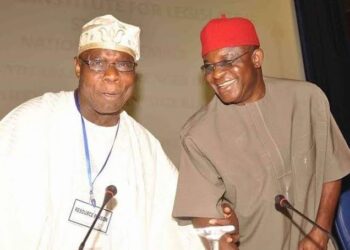 ADC National Chairman, Senator David Mark, Felicitates with Former President Olusegun Obasanjo at 89