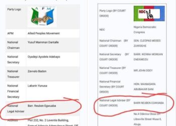 Exclusive: Legal questions as APM and NDC have the same National Legal Adviser; Barr Reuben Egwuaba